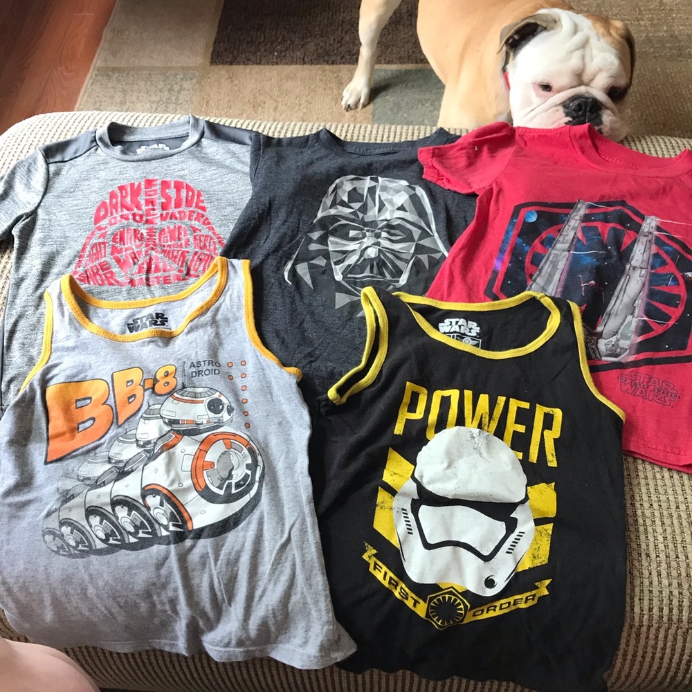 Set of 5 boys size 4/5 Star Wars shirts